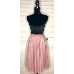 Pink Tulle Midi Skirt